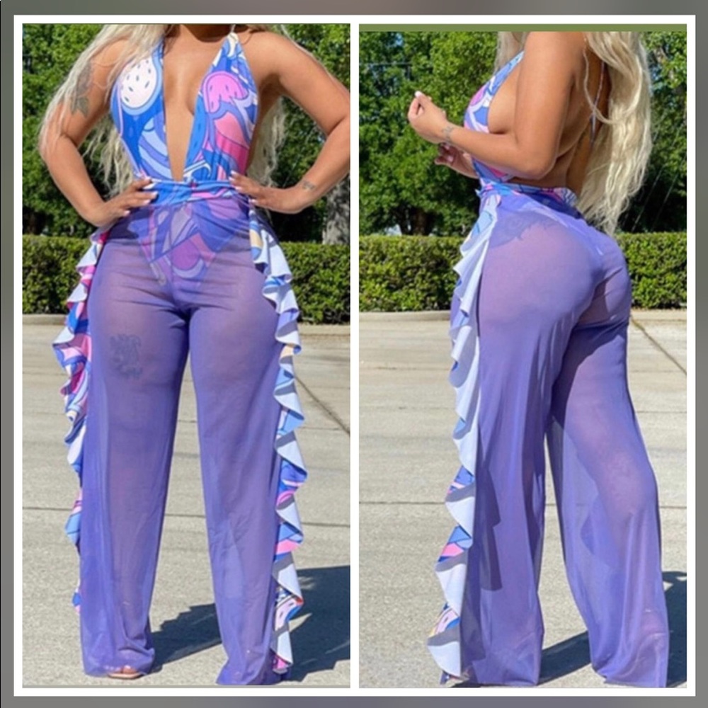 2 piece see through swimwear
